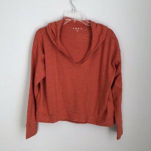New LOFT Orange Hooded Activewear Top